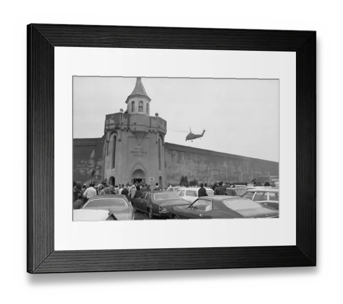 Framed Print : Helicopter Flying over Correctional Facility Framed Print : Helicopter Flying over Correctional Facility