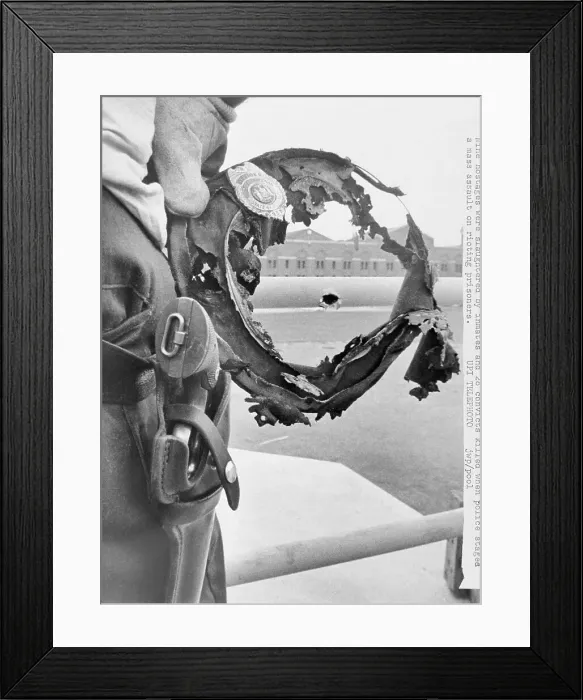 Framed Print : Burned Hat Framing Bullet Hole Framed Print : Burned Hat Framing Bullet Hole