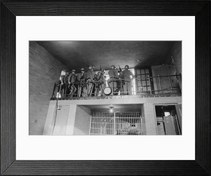 Framed Print : Armed Police in State Prison