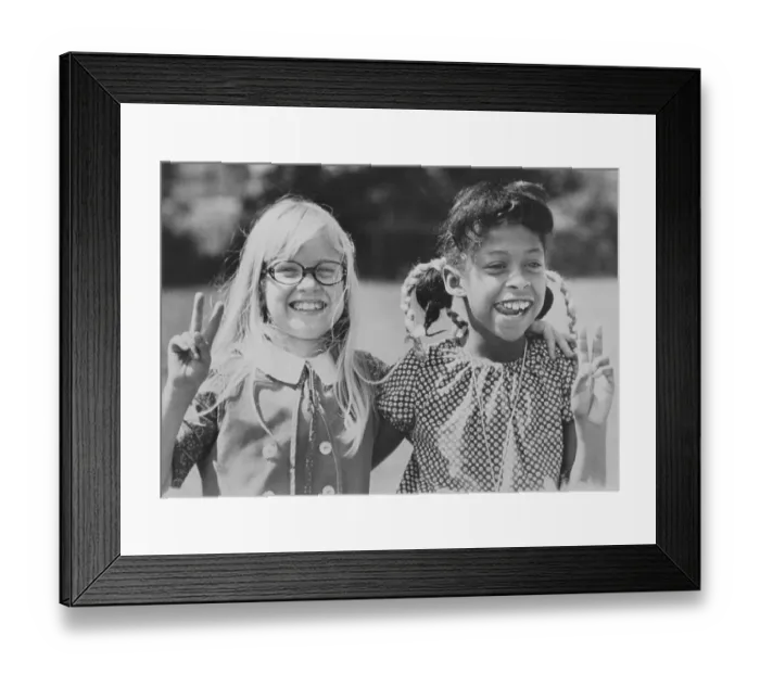 Framed Print : Two Young Girls Smiling Together Framed Print : Two Young Girls Smiling Together