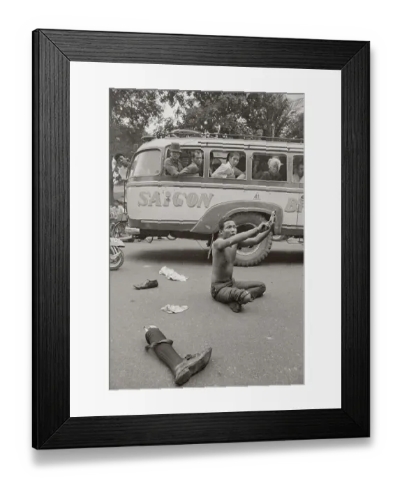 Framed Print : Disabled Veteran Sitting in Street Framed Print : Disabled Veteran Sitting in Street