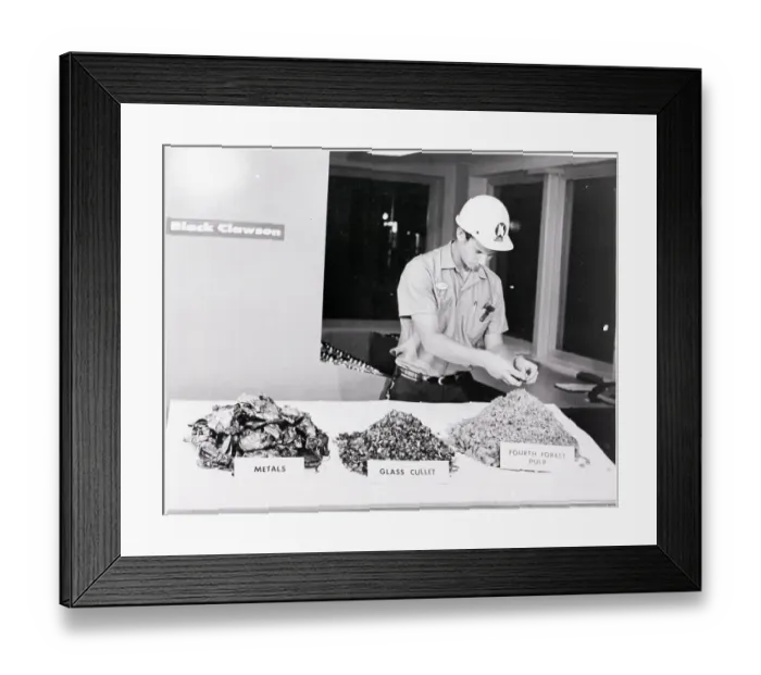 Framed Print : Engineer W / Piles Of Reclaimed Waste Framed Print : Engineer W / Piles Of Reclaimed Waste