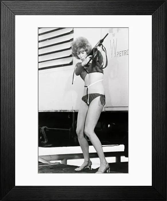 Framed Print : Jill St. John Aiming Gun in Movie Framed Print : Jill St. John Aiming Gun in Movie