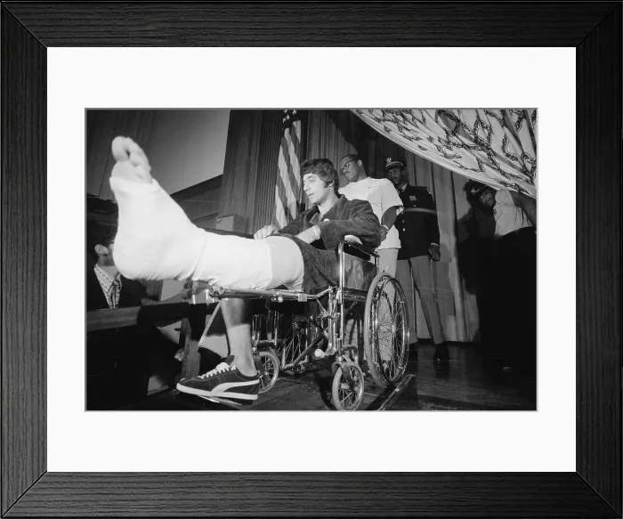 Framed Print : Joe Namath In Wheelchair Cast On Leg Framed Print : Joe Namath In Wheelchair Cast On Leg