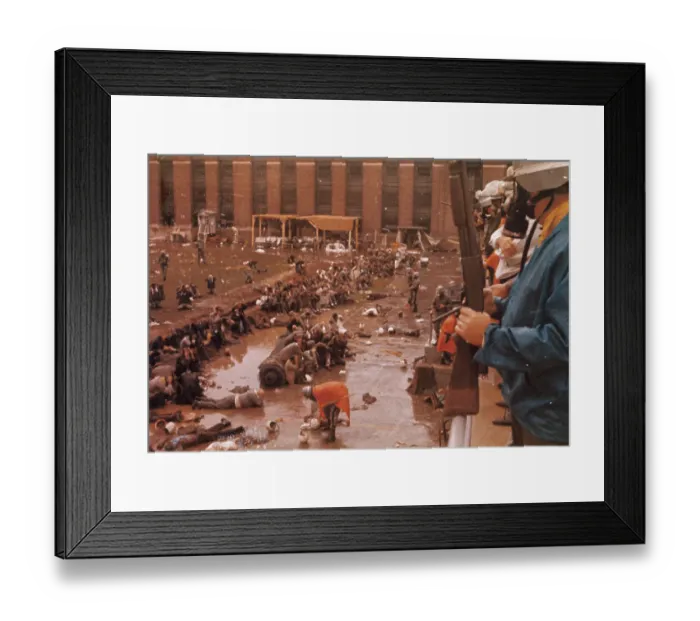 Framed Print : Inmates Being Held After Riot Framed Print : Inmates Being Held After Riot