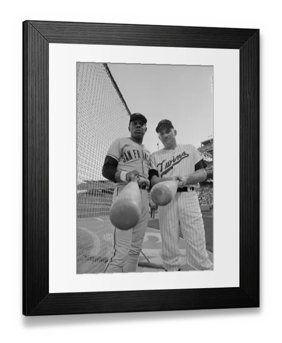 Framed Print : Willie Mays and Harmon Killebrew Holding Baseball Bats Framed Print : Willie Mays and Harmon Killebrew Holding Baseball Bats