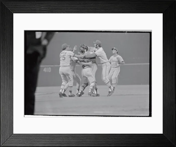 Framed Print : Bob Gibson and Teammates in Moment of Victory Framed Print : Bob Gibson and Teammates in Moment of Victory