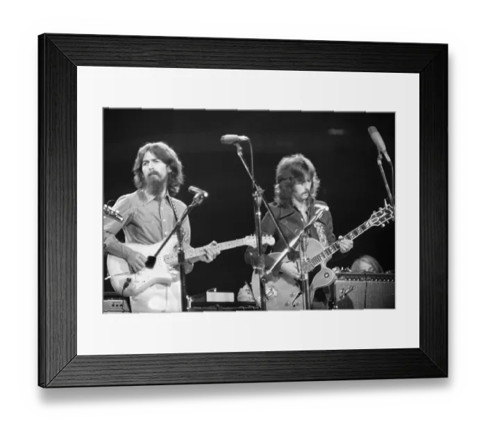 Framed Print : George Harrison and Eric Clapton Performing