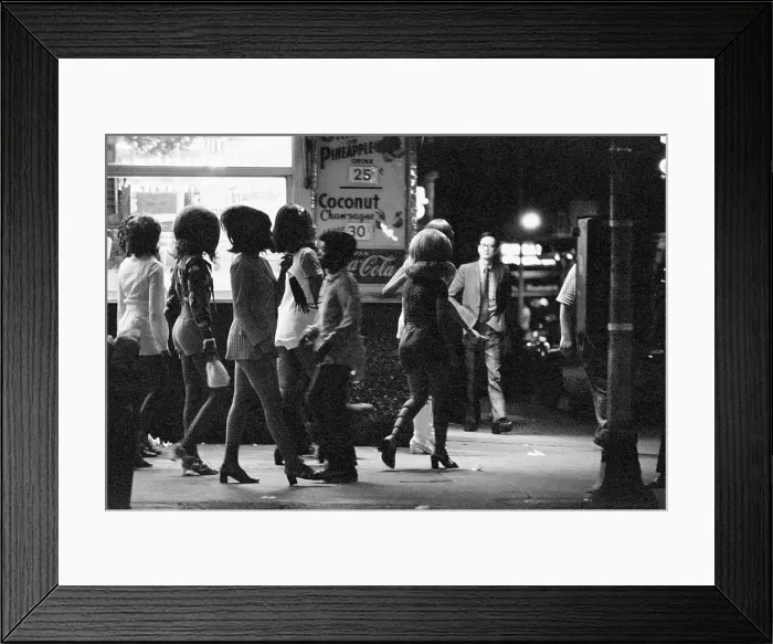 Framed Print : Prostitutes Walking on a Sidewalk at Night Framed Print : Prostitutes Walking on a Sidewalk at Night