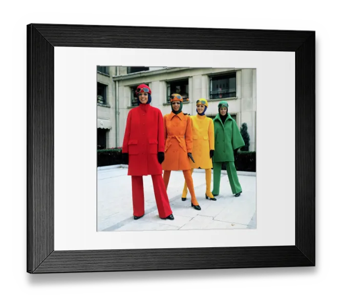 Framed Print : Models Wearing Bright Coats by Guy Laroche
