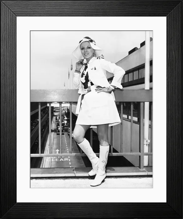 Framed Print : Actress Joan Collins Posing Outdoors at Airport Framed Print : Actress Joan Collins Posing Outdoors at Airport