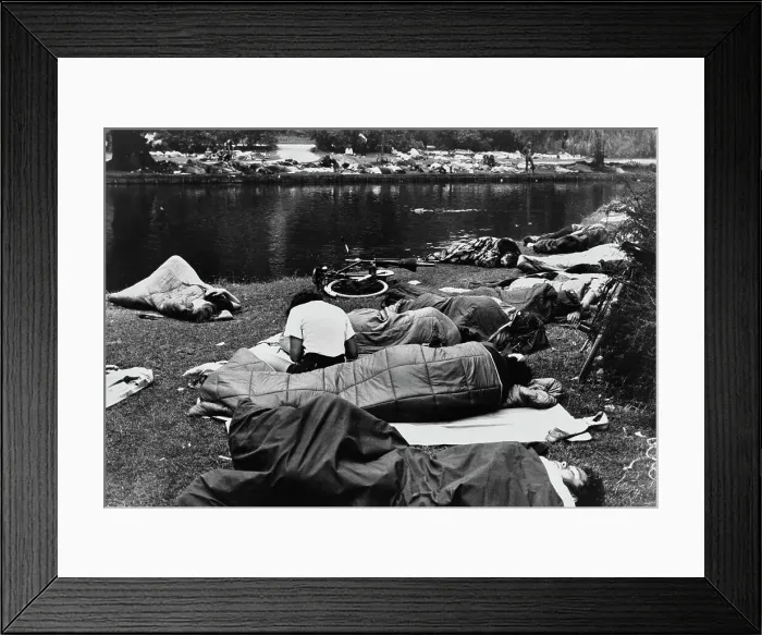 Framed Print : Young People Asleep In City Park Framed Print : Young People Asleep In City Park