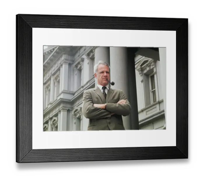 Framed Print : James Schlesinger Smoking a Pipe Framed Print : James Schlesinger Smoking a Pipe