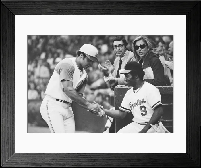 Framed Print : Reggie Jackson Congratulates Don Buford Framed Print : Reggie Jackson Congratulates Don Buford