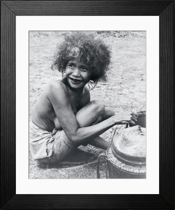 Framed Print : Tribeswoman Squatting Framed Print : Tribeswoman Squatting