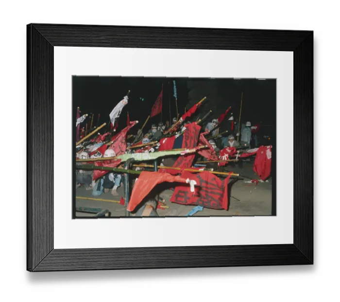Framed Print : Protesters Carrying Cane Poles with Banners Framed Print : Protesters Carrying Cane Poles with Banners