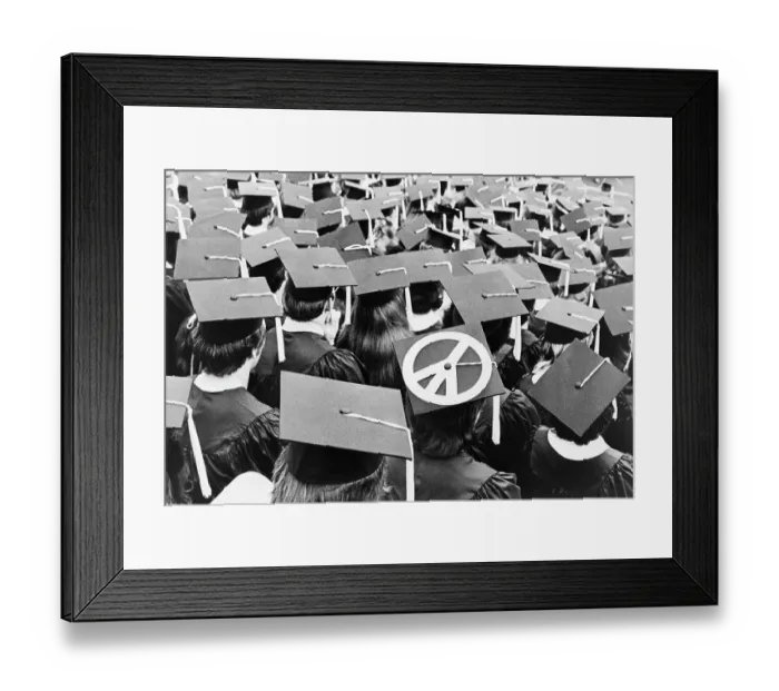 Framed Print : Peace Sign on Indiana Student's Mortarboard Framed Print : Peace Sign on Indiana Student's Mortarboard