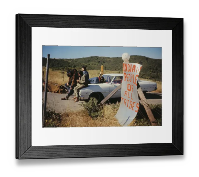 Framed Print : Native Americans Blocking Highway Framed Print : Native Americans Blocking Highway