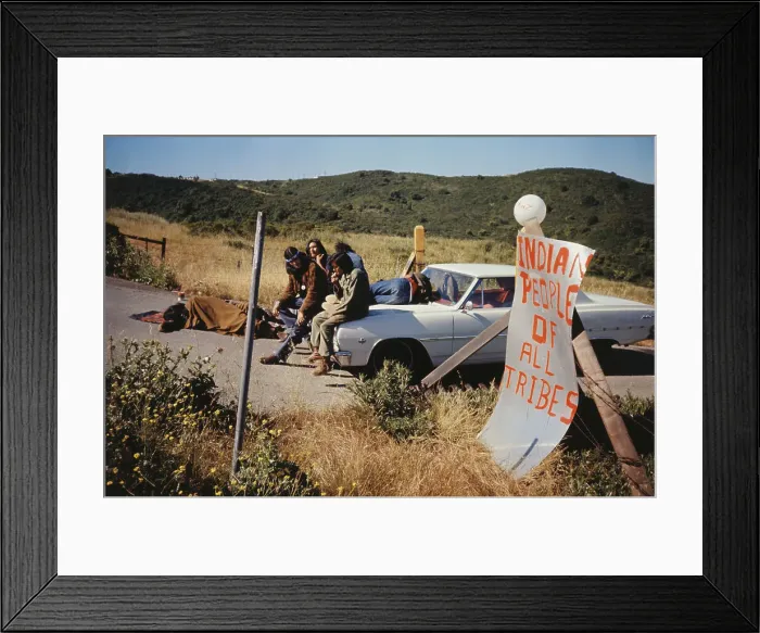 Framed Print : Native Americans Blocking Highway Framed Print : Native Americans Blocking Highway