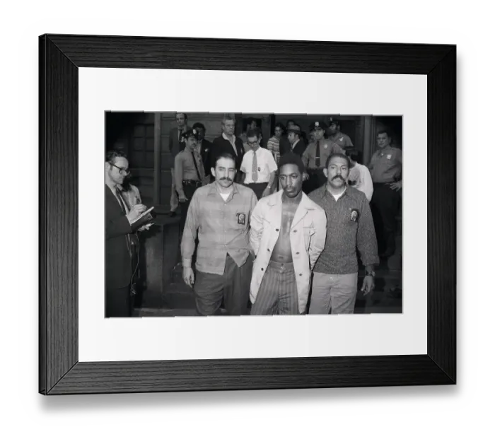 Framed Print : Men Leaving Police Station