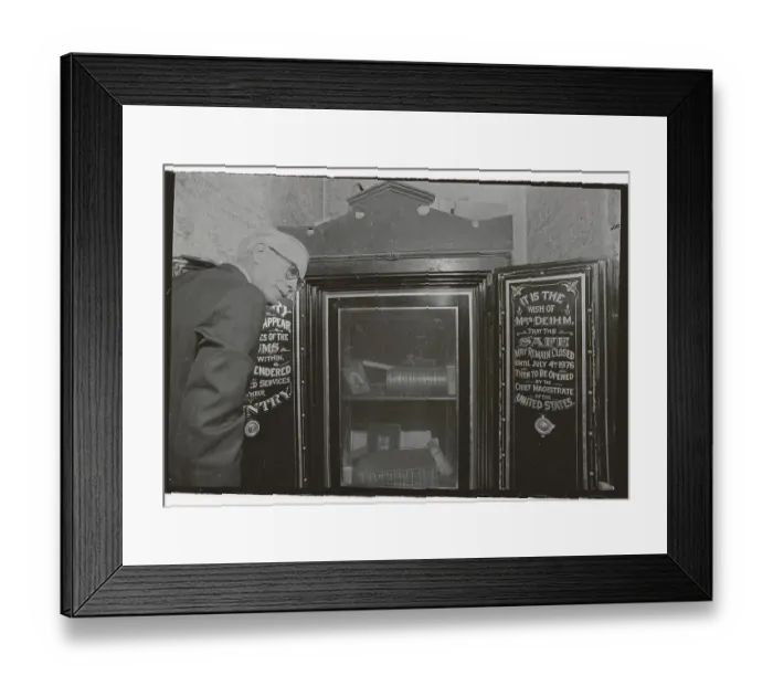 Framed Print : Bob Casey Viewing Contents of Centennial Safe Framed Print : Bob Casey Viewing Contents of Centennial Safe
