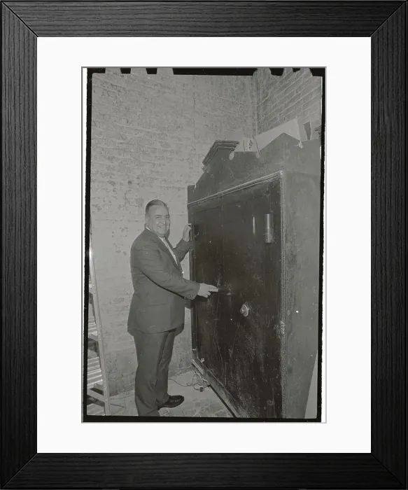 Framed Print : George Hays Posing with Centennial Safe Framed Print : George Hays Posing with Centennial Safe