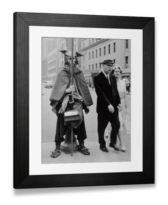 Framed Print : Street Musician Moondog in Viking Style Clothing
