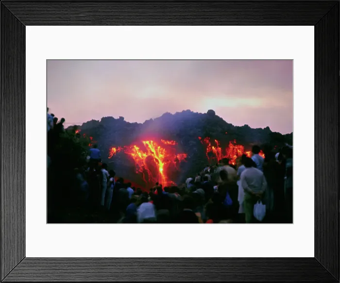Framed Print : People Watching Mount Etna Erupt Framed Print : People Watching Mount Etna Erupt