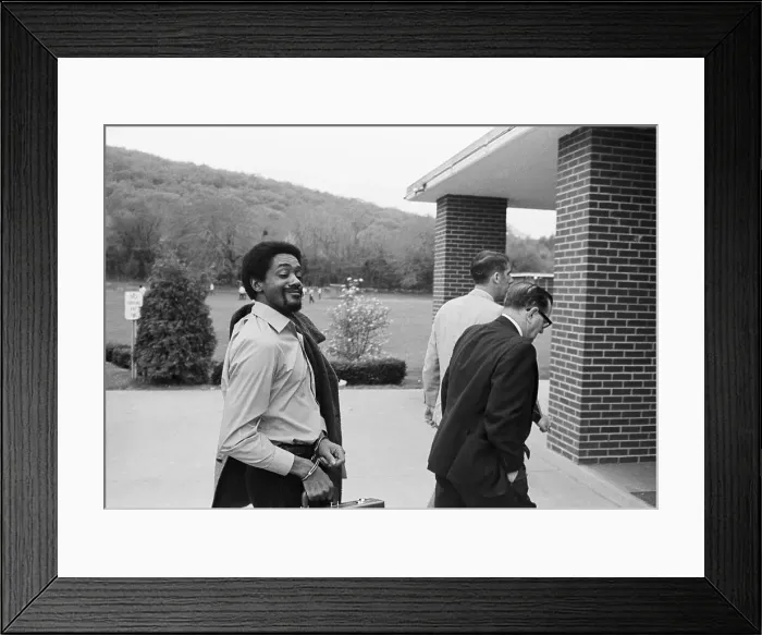 Framed Print : Bobby Seale Smiles White Walking To Courthouse Framed Print : Bobby Seale Smiles White Walking To Courthouse