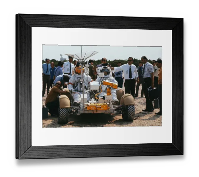 Framed Print : Astronauts Driving a Lunar Roving Vehicle Framed Print : Astronauts Driving a Lunar Roving Vehicle