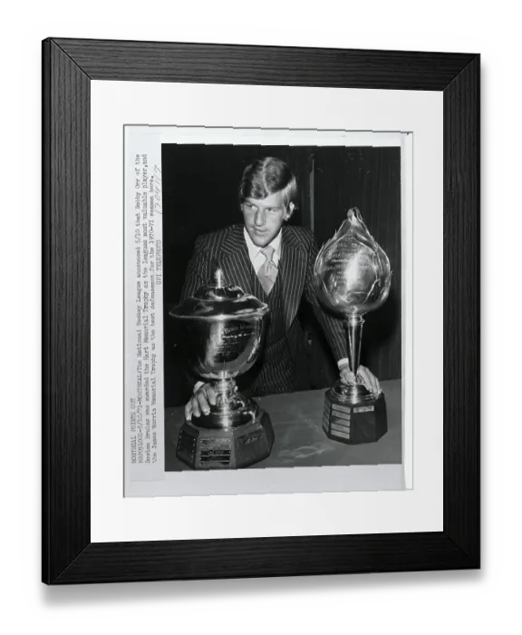 Framed Print : Bobby Orr With Trophies Framed Print : Bobby Orr With Trophies