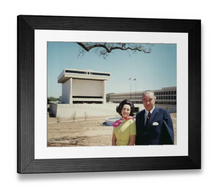 Framed Print : Lyndon Johnson, Lady Bird Johnson Outside Library Framed Print : Lyndon Johnson, Lady Bird Johnson Outside Library