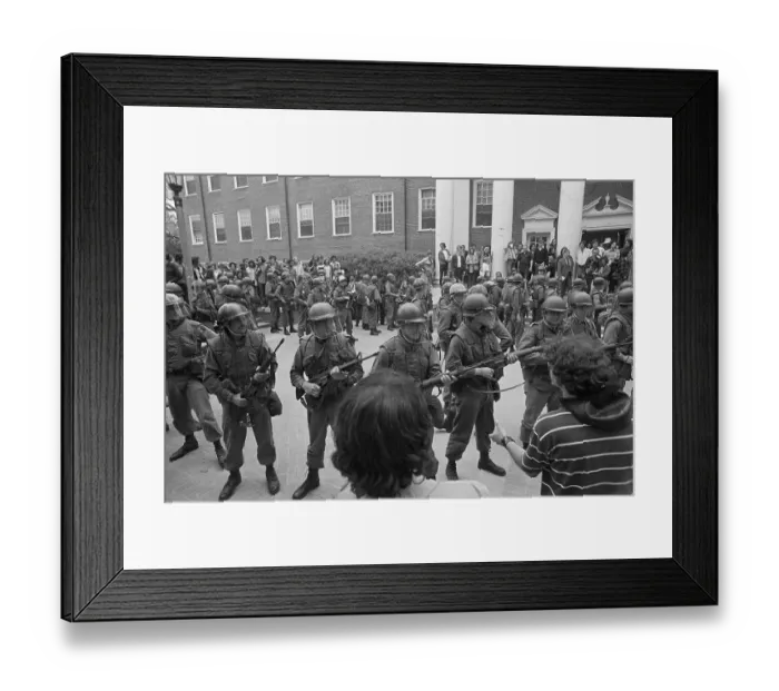 Framed Print : National Guard Troops and Anti-War Demonstrators Framed Print : National Guard Troops and Anti-War Demonstrators