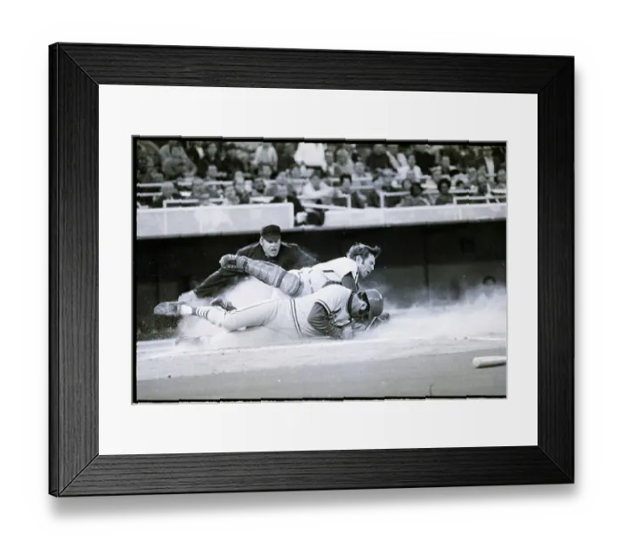 Framed Print : Joe Torre Slides Under Catcher Tim Mcgarver