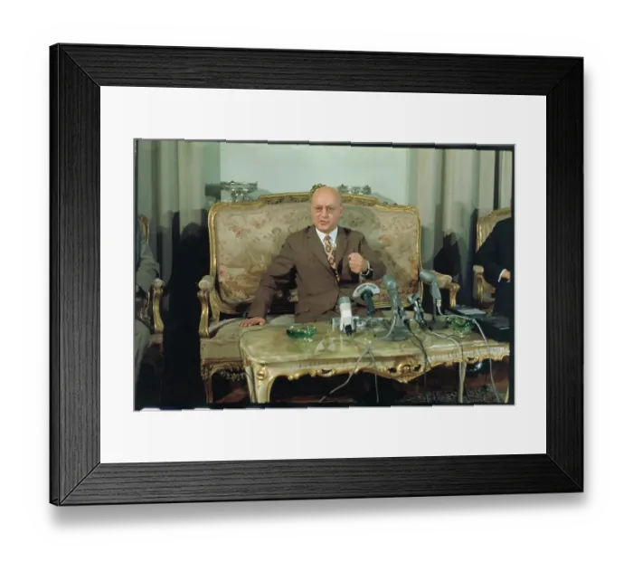 Framed Print : Nihat Erim Speaking into Microphones Framed Print : Nihat Erim Speaking into Microphones