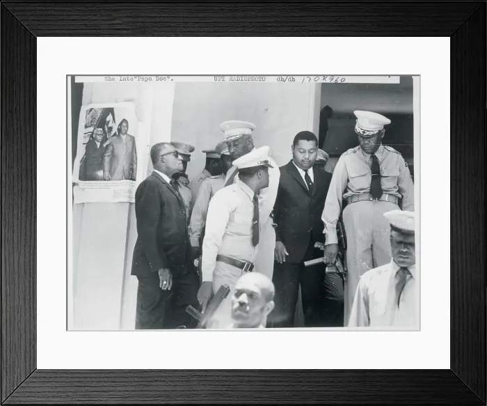 Framed Print : Duvalier Escorted by Military