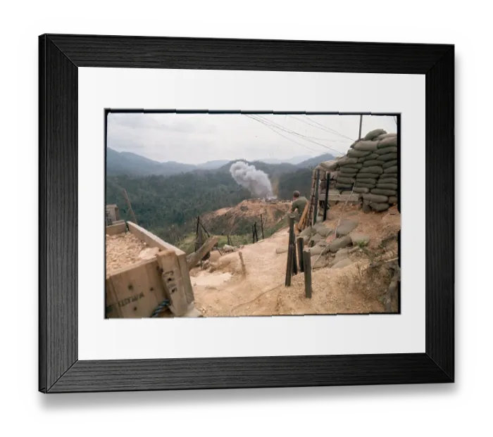 Framed Print : GI Watching Munitions Explosion on Base Framed Print : GI Watching Munitions Explosion on Base
