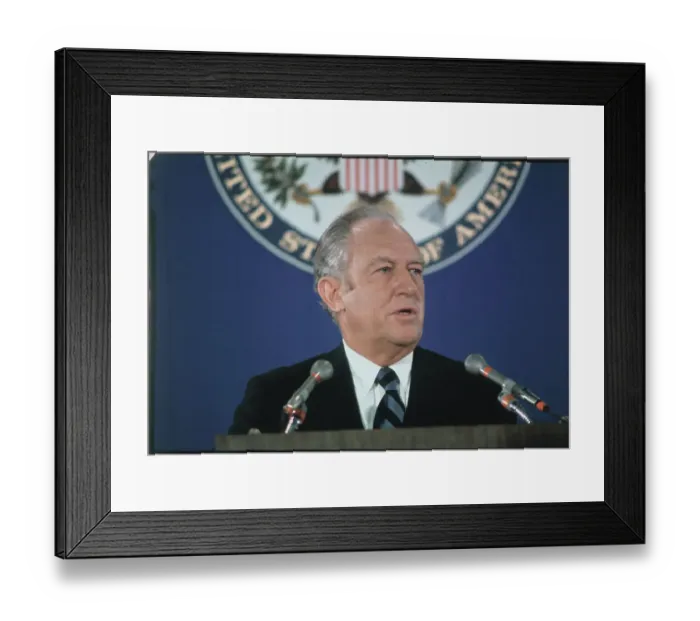 Framed Print : William Rogers Speaking at News Conference Framed Print : William Rogers Speaking at News Conference