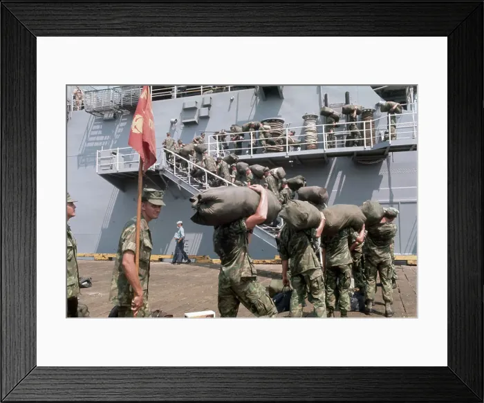 Framed Print : Marines Boarding Ship Bound for U.S Framed Print : Marines Boarding Ship Bound for U.S