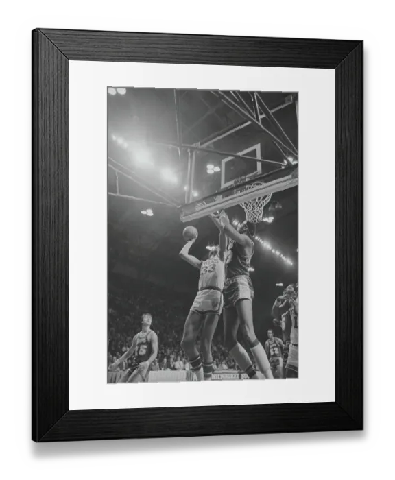 Framed Print : Wilt Chamberlain Blocking Lew Alcindor's Shot