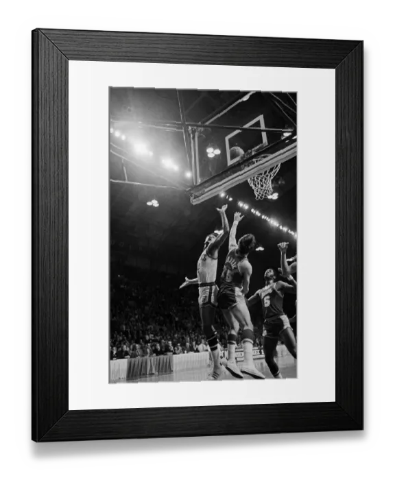 Framed Print : Wilt Chamberlain Blocking Lew Alcindor's Shot Framed Print : Wilt Chamberlain Blocking Lew Alcindor's Shot