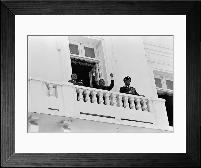 Framed Print : Jean-Claude Duvalier Gestures from a Balcony Framed Print : Jean-Claude Duvalier Gestures from a Balcony