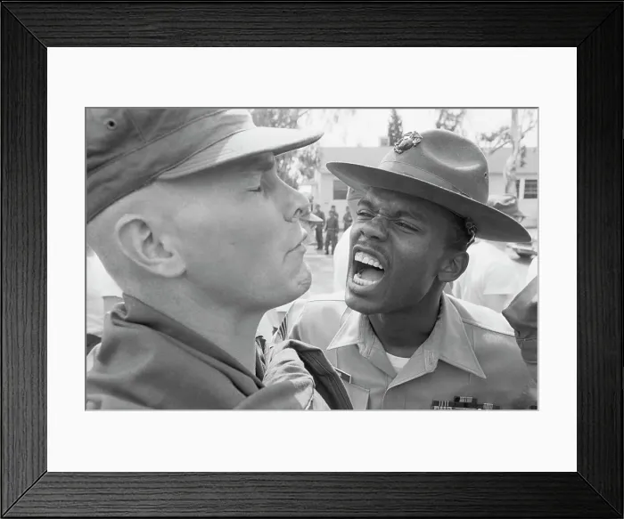 Framed Print : Marine Drill Sergeant Shouting at Recruit