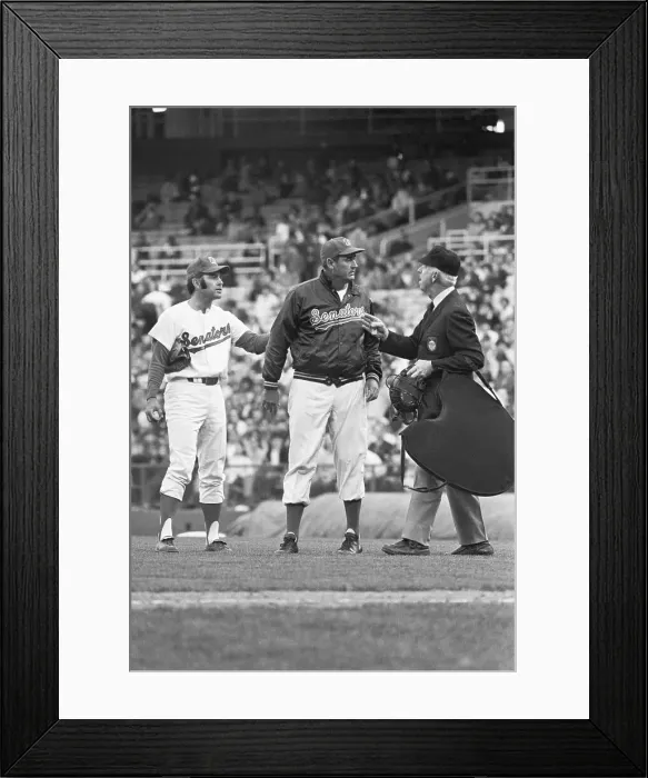 Framed Print : Manager Ted Williams Argues with Umpire During Baseball Game Framed Print : Manager Ted Williams Argues with Umpire During Baseball Game
