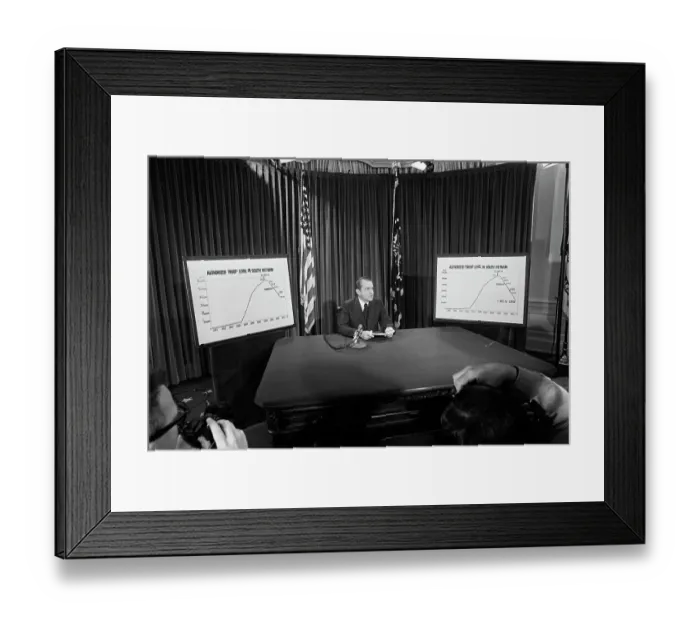 Framed Print : President Nixon Flanked By Charts Framed Print : President Nixon Flanked By Charts
