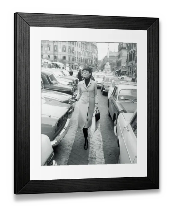 Framed Print : Audrey Hepburn in Rome Parking Lot