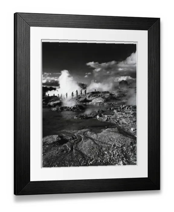 Framed Print : Tourists Passing Steaming Geysers Framed Print : Tourists Passing Steaming Geysers