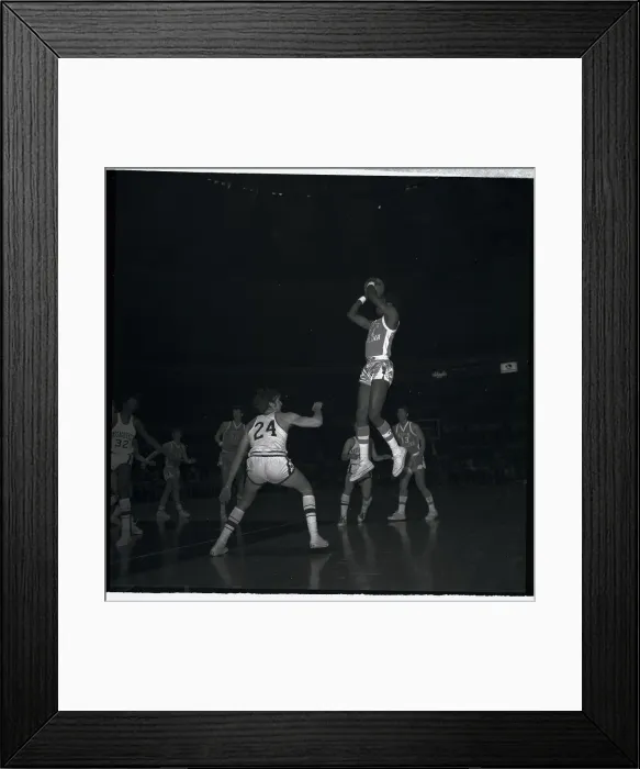 Framed Print : Bill Chamberlain Shooting Basketball