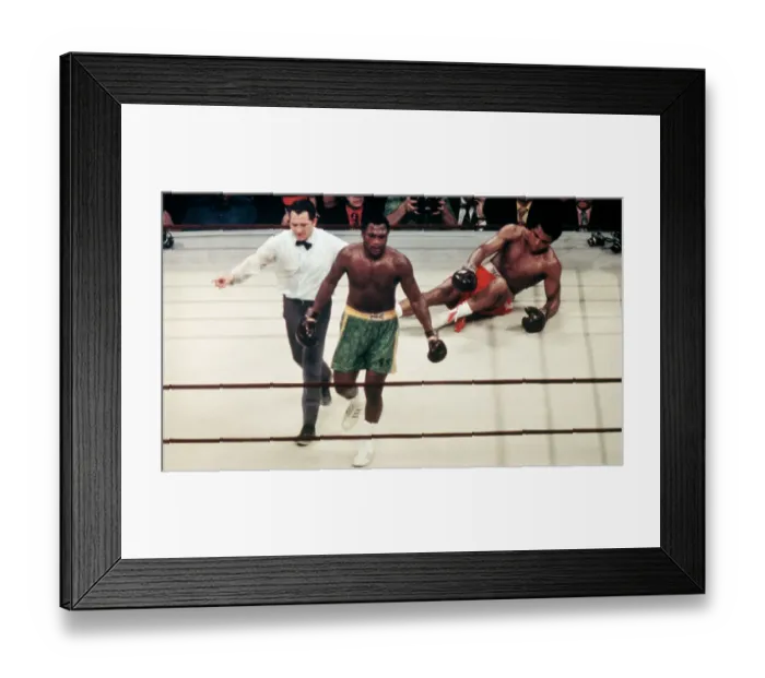 Framed Print : Frazier Sends Ali to the Canvas Framed Print : Frazier Sends Ali to the Canvas
