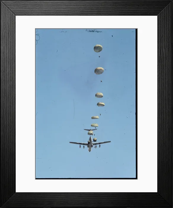 Framed Print : Paratroopers Jumping from Airplane Framed Print : Paratroopers Jumping from Airplane